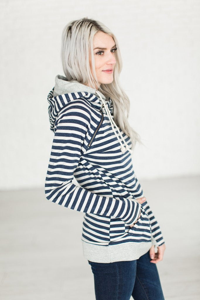 In The Hood Hoodie - Navy Stripe