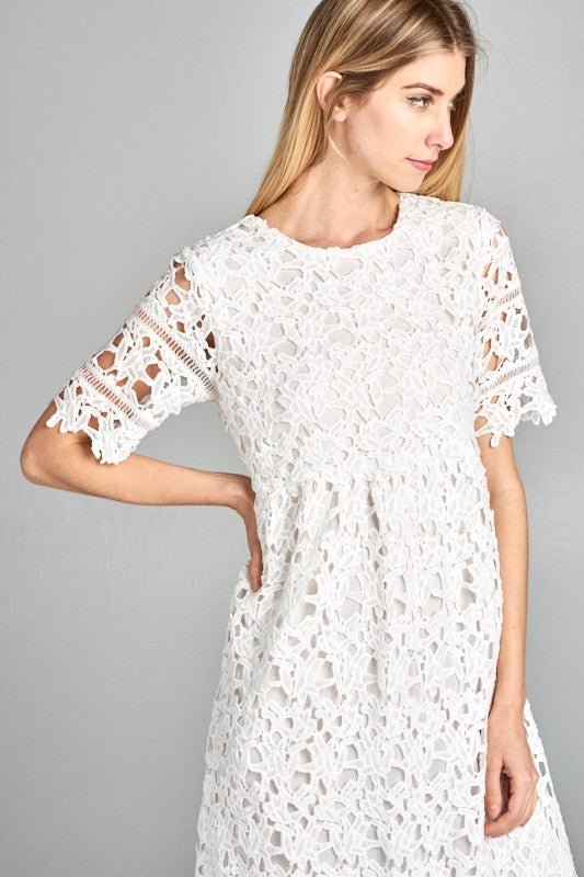 Afghan Lace Dress - Ivory