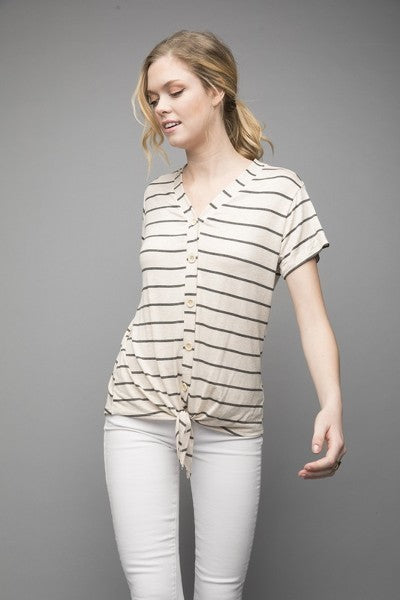Addison Tie Top - Oatmeal