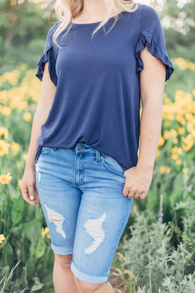 Take Me Out Distressed Shorts