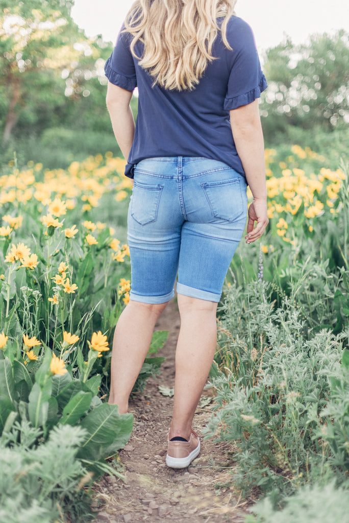 Take Me Out Distressed Shorts