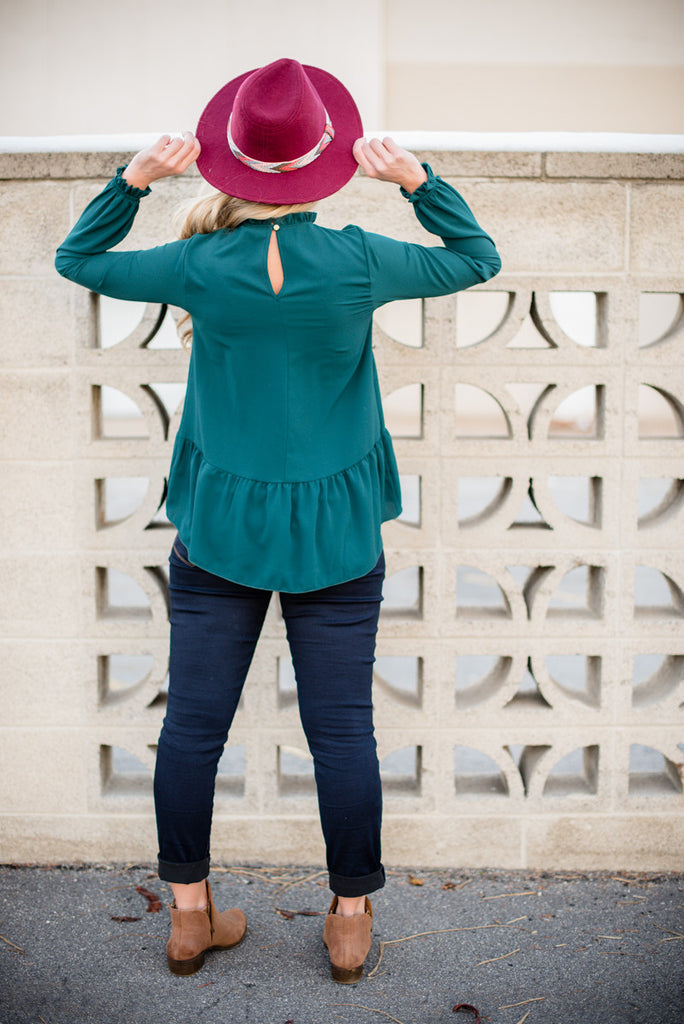 Ruffled Peplum - Emerald
