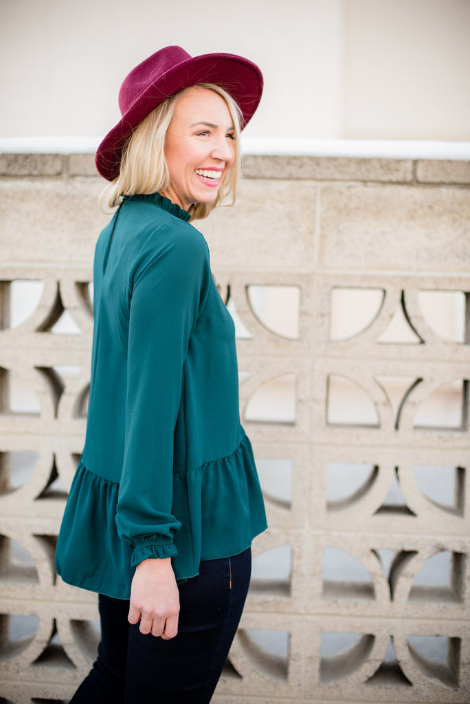 Ruffled Peplum - Emerald