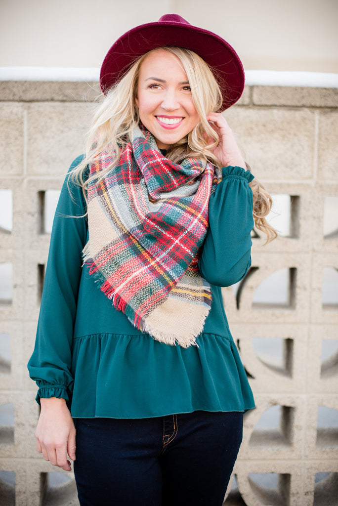 Ruffled Peplum - Emerald