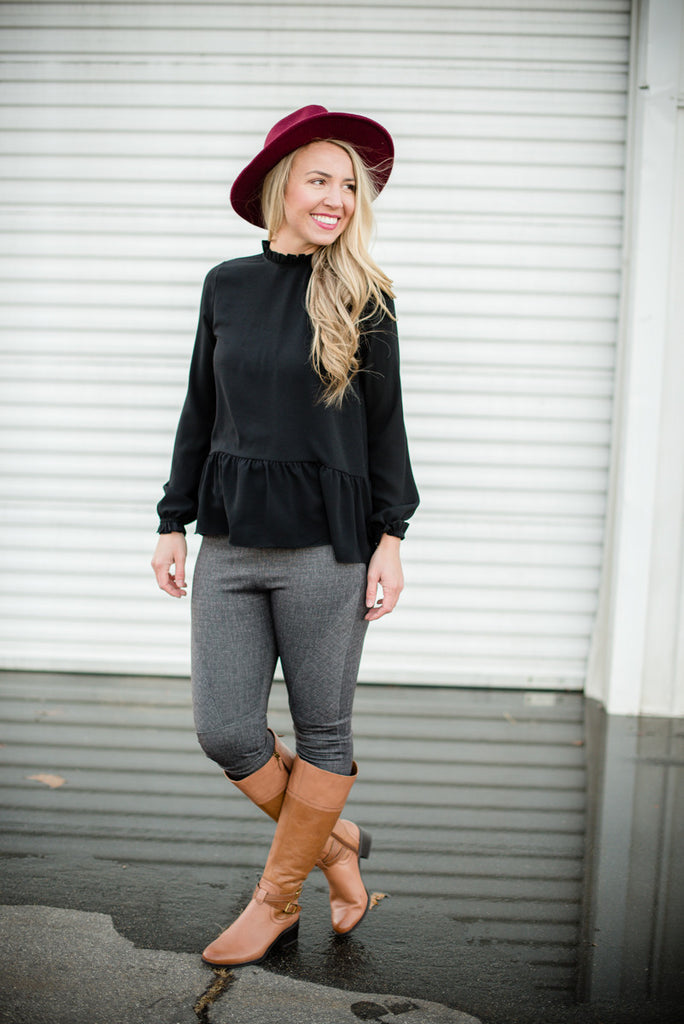 Ruffled Peplum - Black