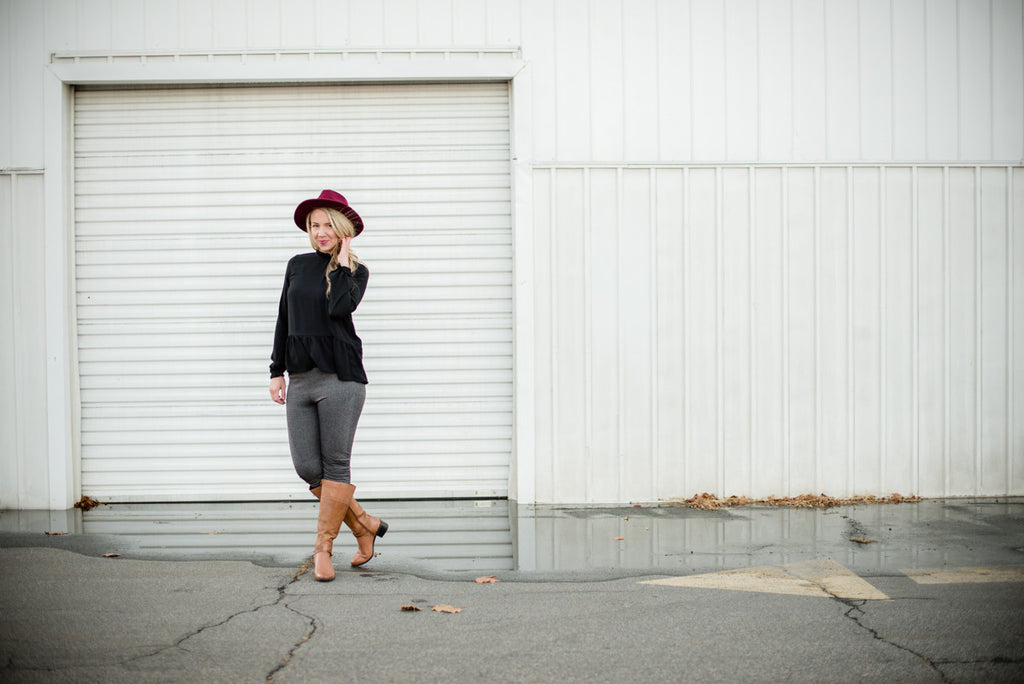 Ruffled Peplum - Black