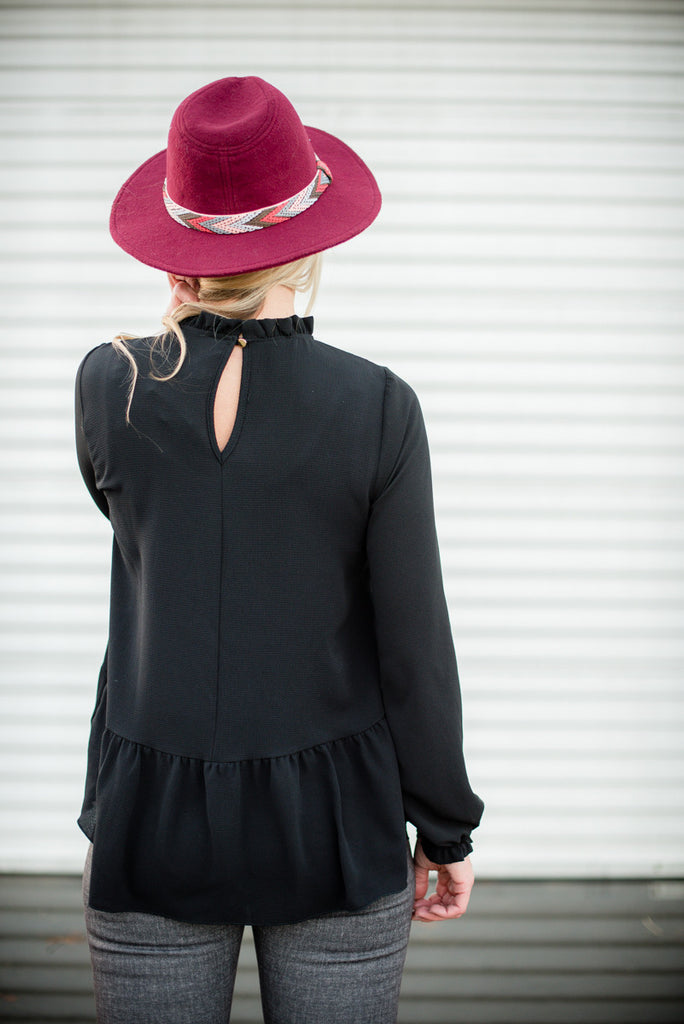 Ruffled Peplum - Black