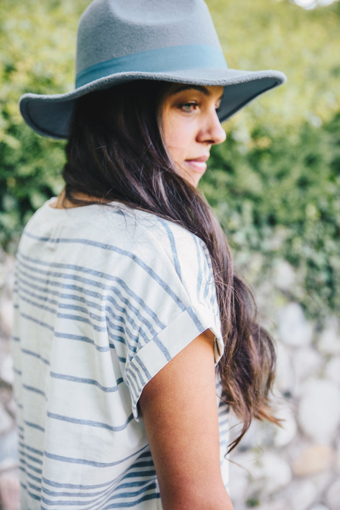 Cuffed Sleeve Stripe Tunic - Ivory