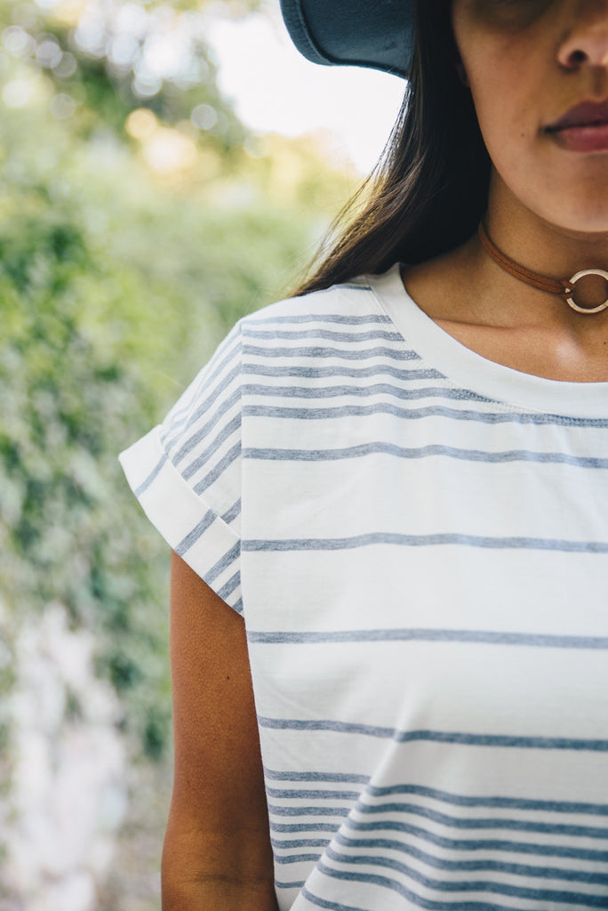 Cuffed Sleeve Stripe Tunic - Ivory