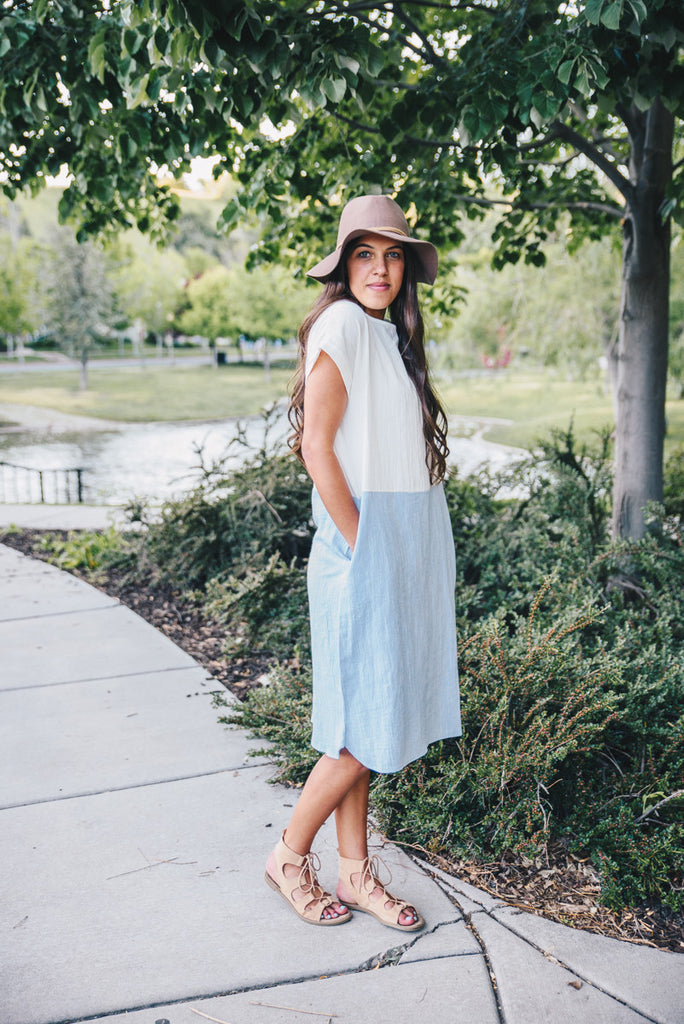 Coastal Linen Dress - Blue