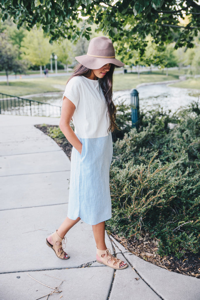 Coastal Linen Dress - Blue