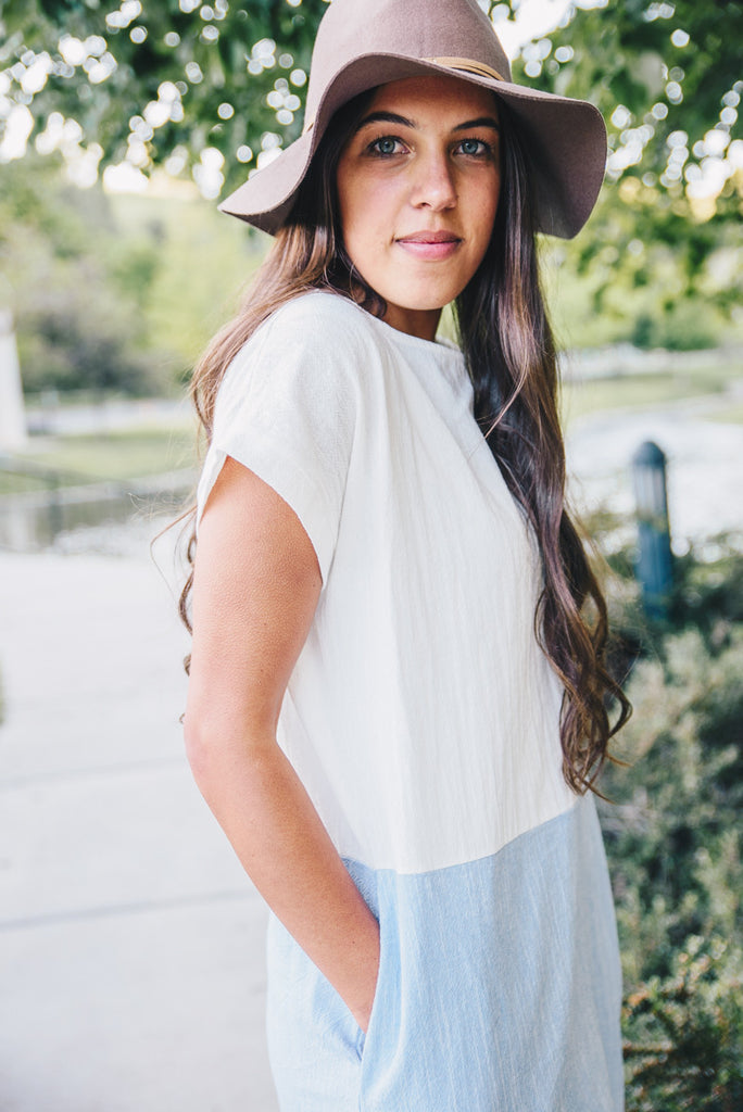 Coastal Linen Dress - Blue
