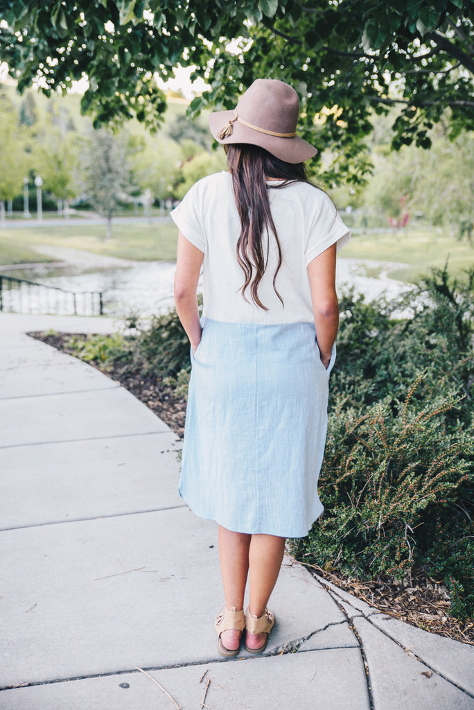 Coastal Linen Dress - Blue