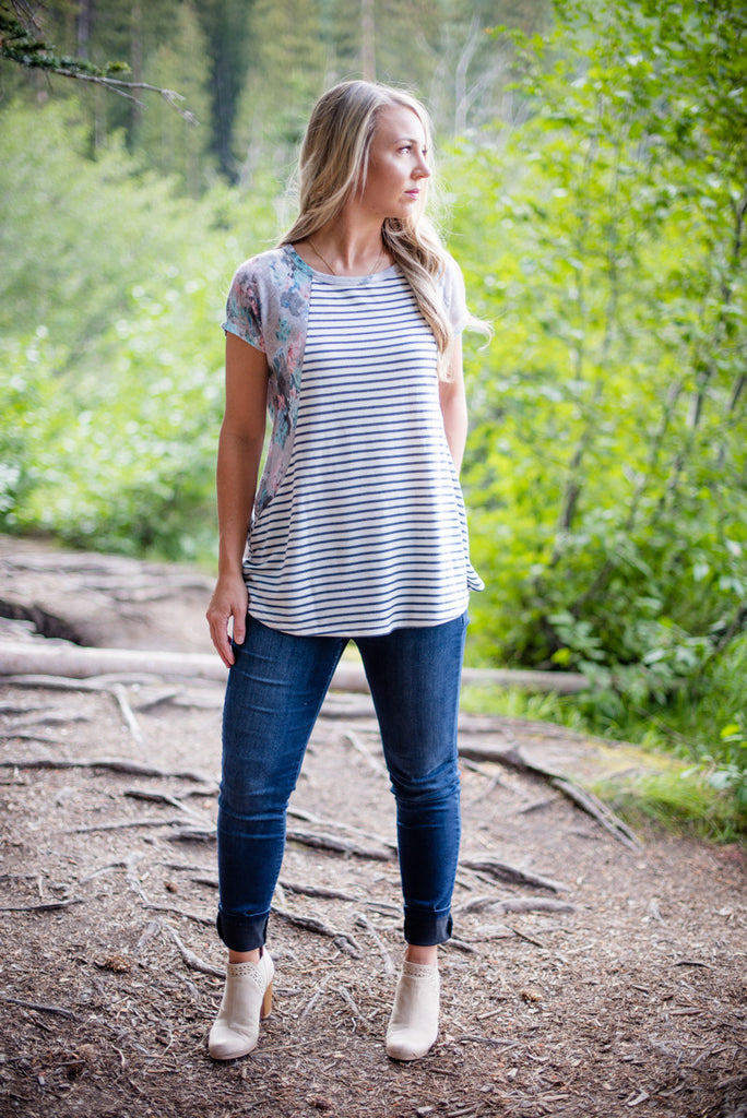 Flora Stripe Tunic - Ivory