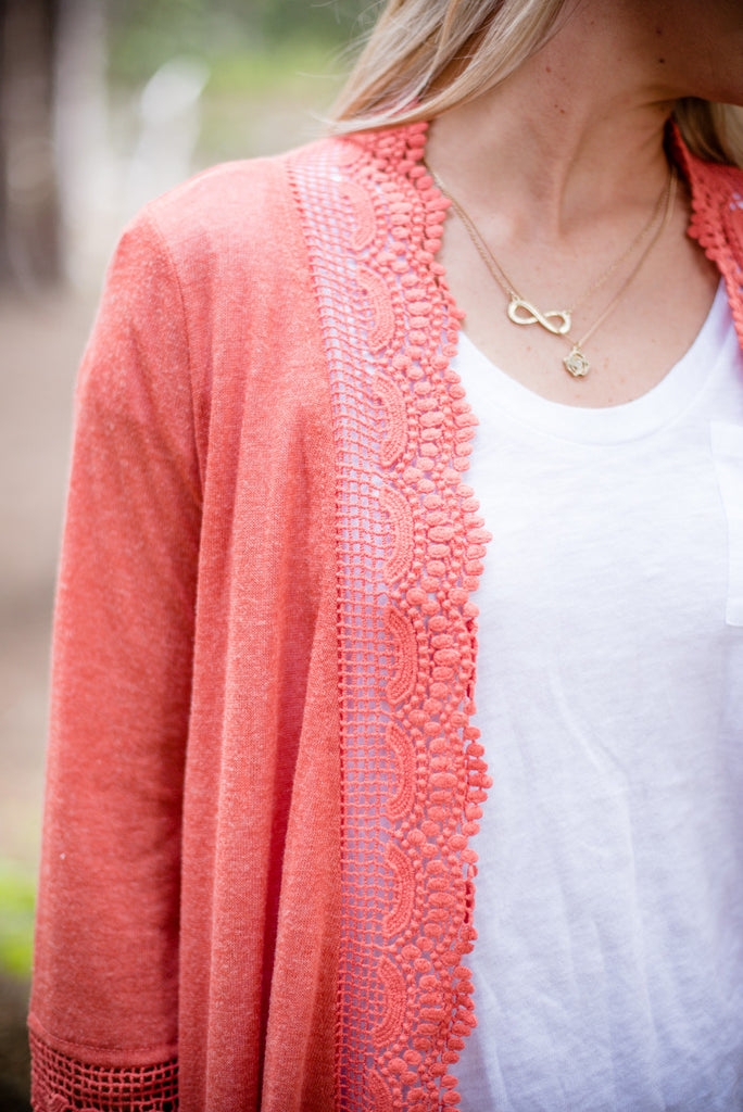 Crochet Lace Duster - Rust