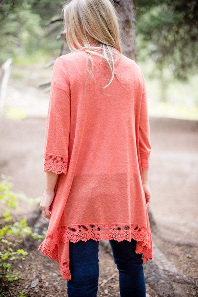 Crochet Lace Duster - Rust