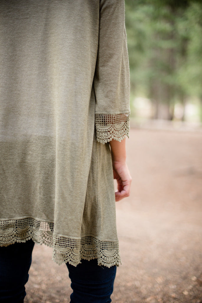Crochet Lace Duster - Olive