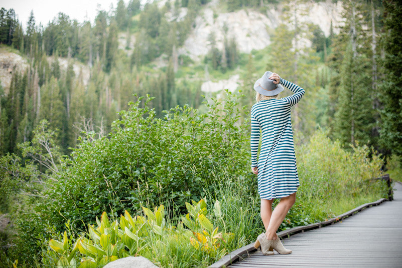 Stripe T-shirt Dress - Hunter Green