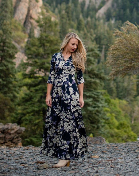 navy blue lemon dress Whimsy Dress