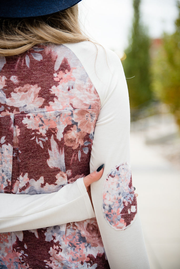 Flower Patch Baseball Tunic - Burgundy