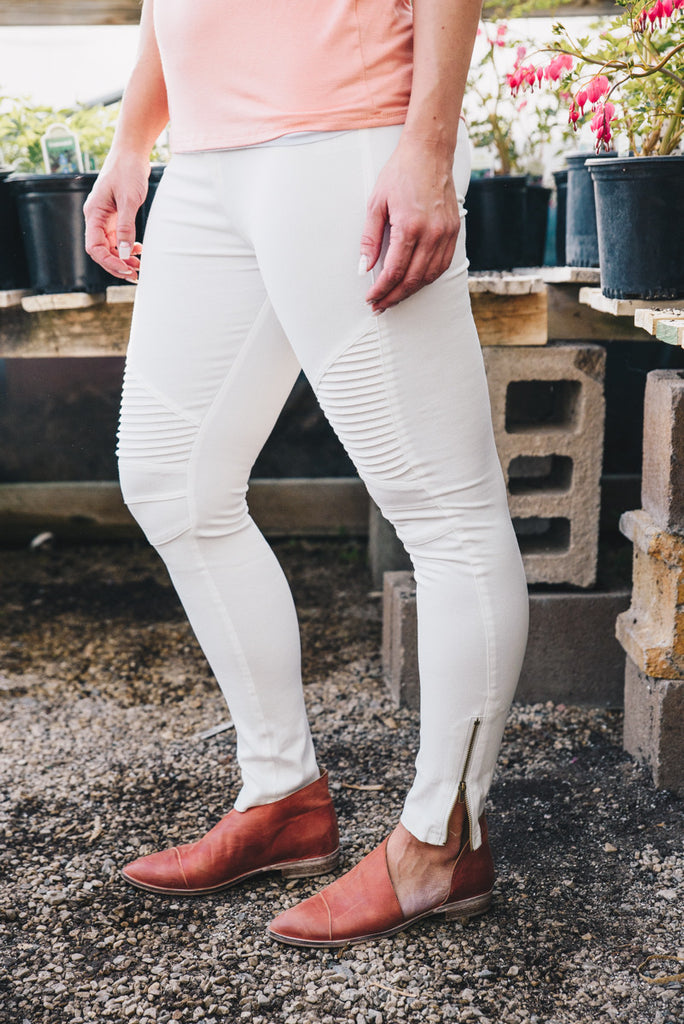 Moto Jeggings - Off-White