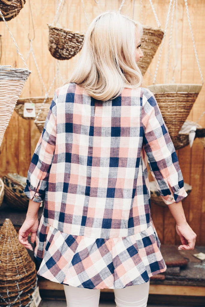 Checked Peplum - Rose