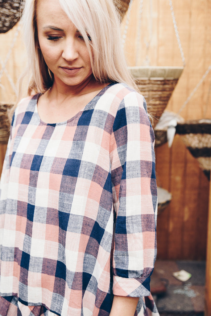 Checked Peplum - Rose