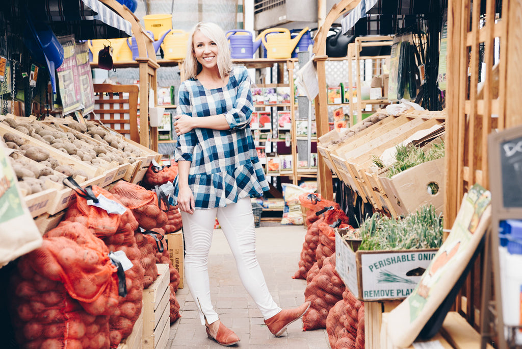 Checked Peplum - Teal