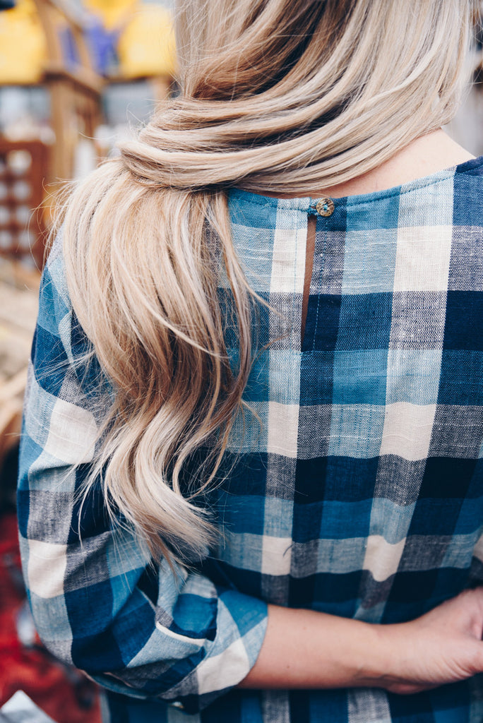 Checked Peplum - Teal