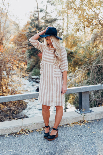 Side-Tie Pocket Dress - Taupe