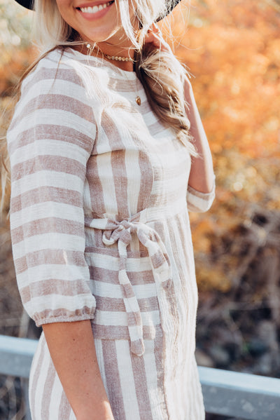 Side-Tie Pocket Dress - Taupe