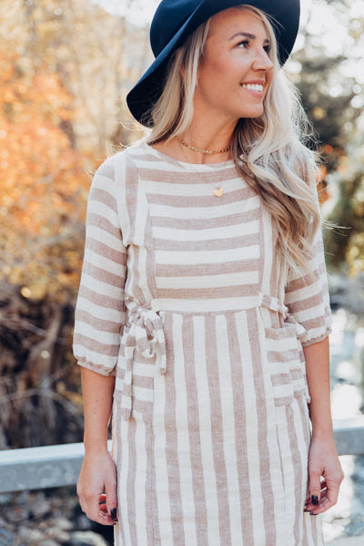 Side-Tie Pocket Dress - Taupe