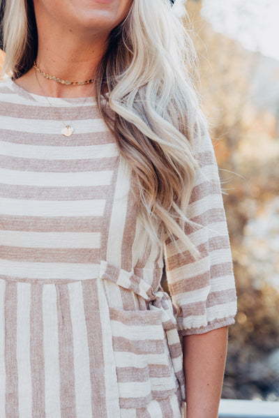 Side-Tie Pocket Dress - Taupe