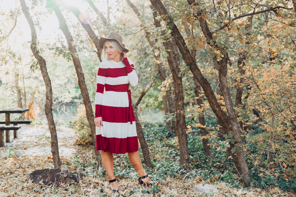 Colorblock Midi - Burgundy