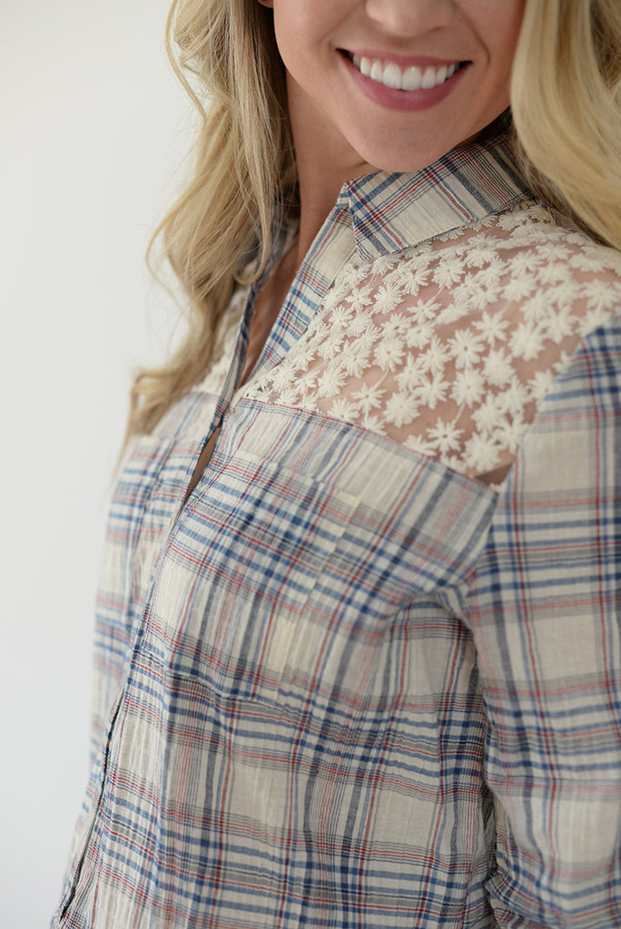 Hi-Lo Lace Plaid Peplum