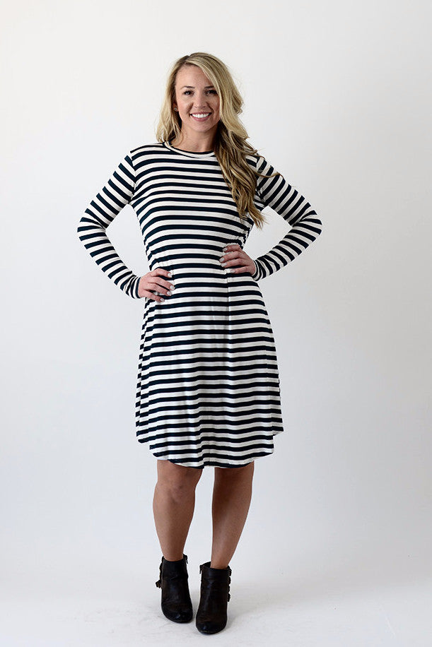 Stripe T-shirt Dress - Hunter Green