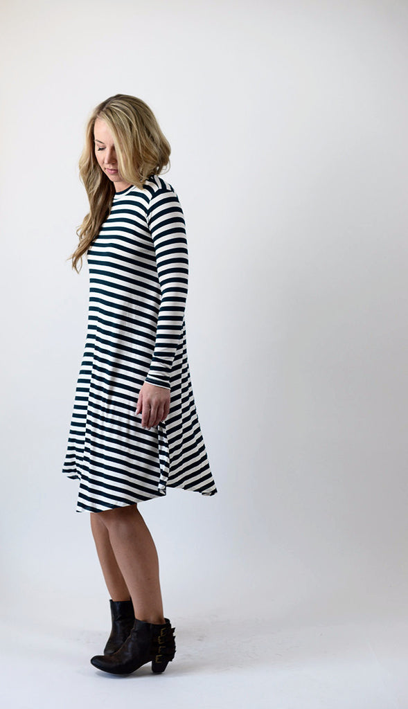 Stripe T-shirt Dress - Hunter Green