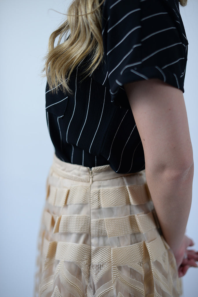 Pin Stripe Pocket Blouse - Black