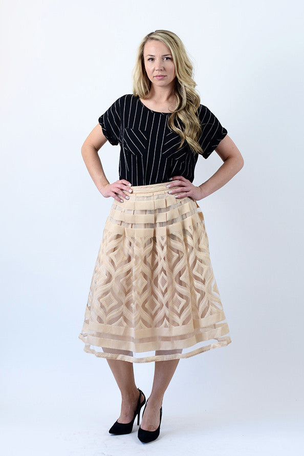 Pin Stripe Pocket Blouse - Black