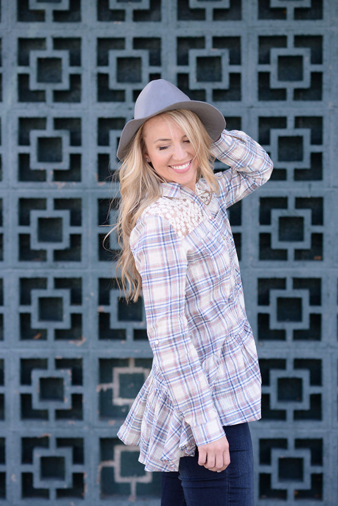 Hi-Lo Lace Plaid Peplum