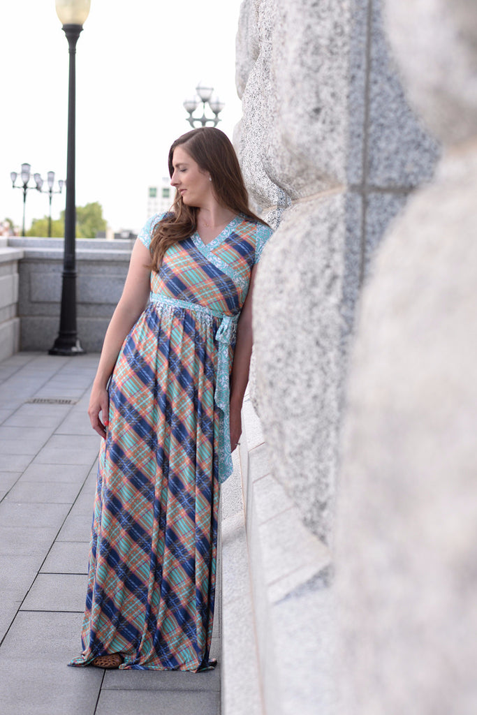 Mixed Print Wrap Maxi
