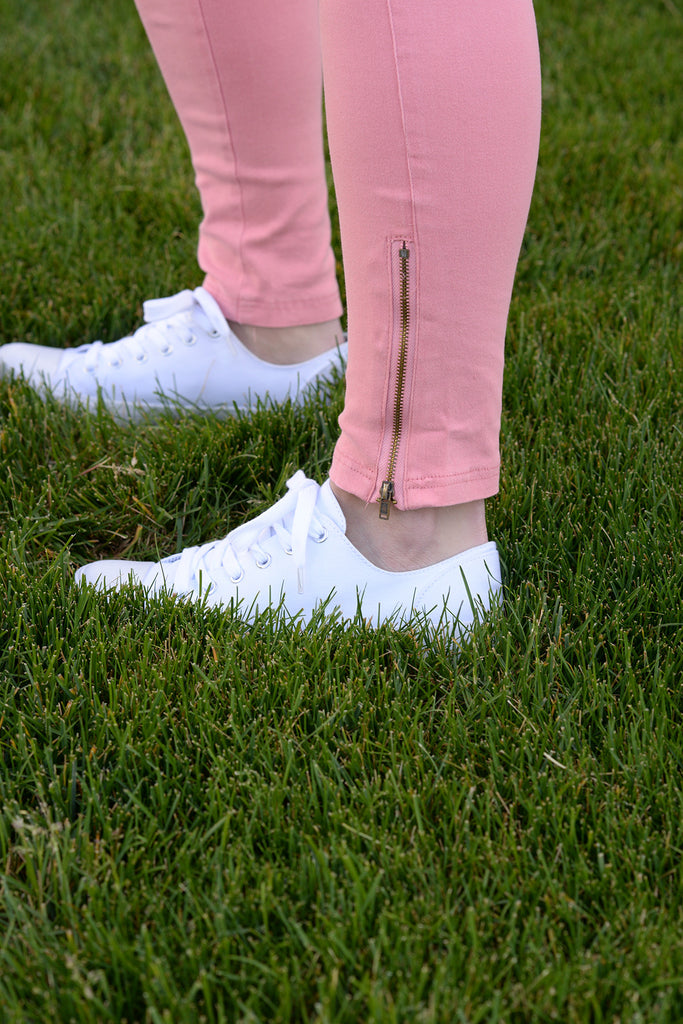 Moto Jeggings - Coral