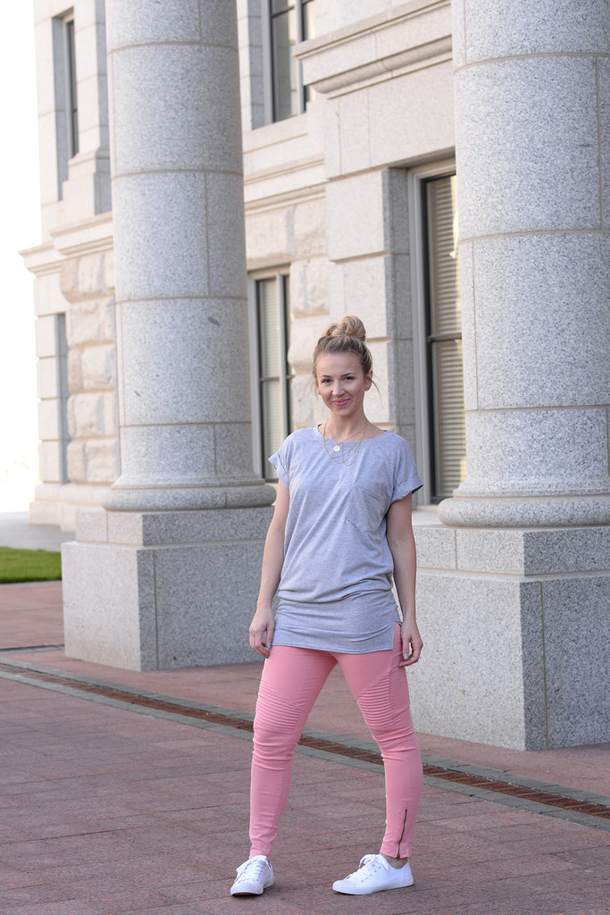 Moto Jeggings - Coral