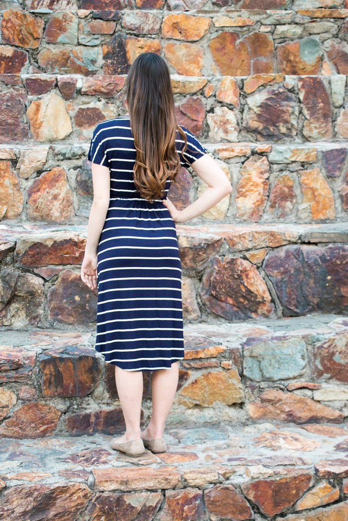 Striped Soirée Midi - Navy