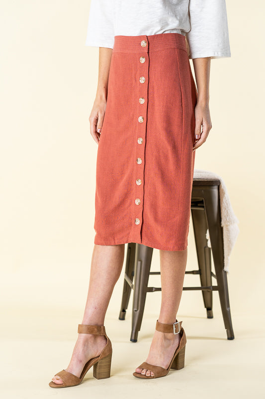 Side Step Pencil Skirt - Rust