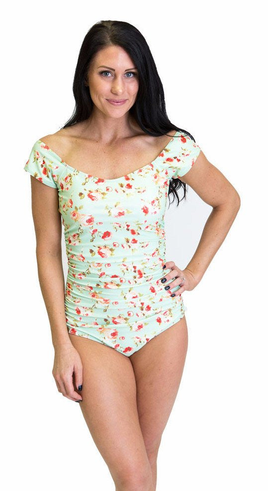 Bardot One-Piece - Mint Floral