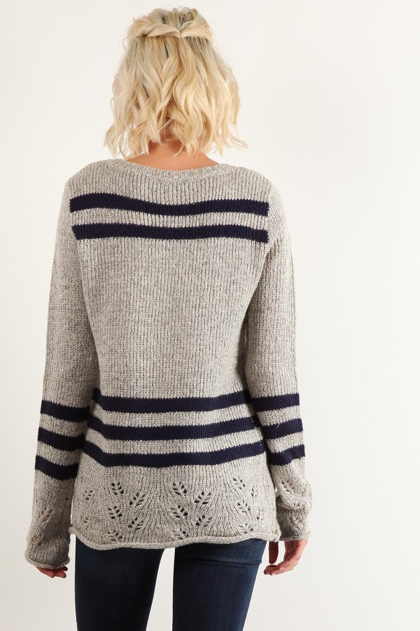 Nautical Eyelet Sweater