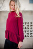 Ruffled Peplum - Wine