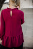 Ruffled Peplum - Wine