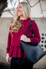 Ruffled Peplum - Wine